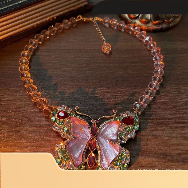 Set di collana con spilla e strass a forma di farfalla, stile fata, carina e vintage_voghion.com