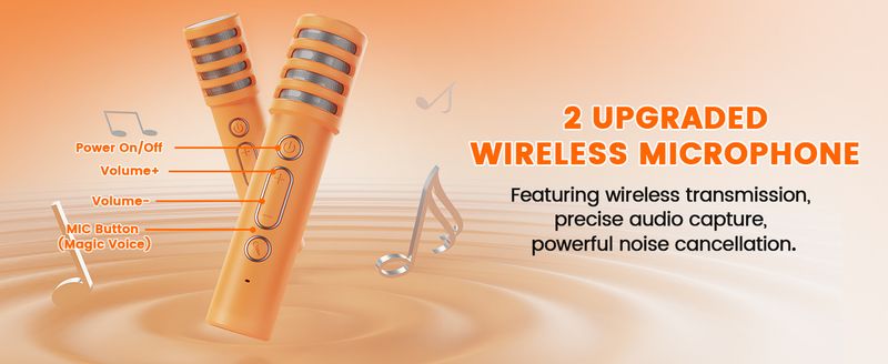 Mini Hine Kids, Portable Bluetooth Karaoke Speaker Unpowered Cabinets With 2 Wireless Microphones For Party_voghion.com