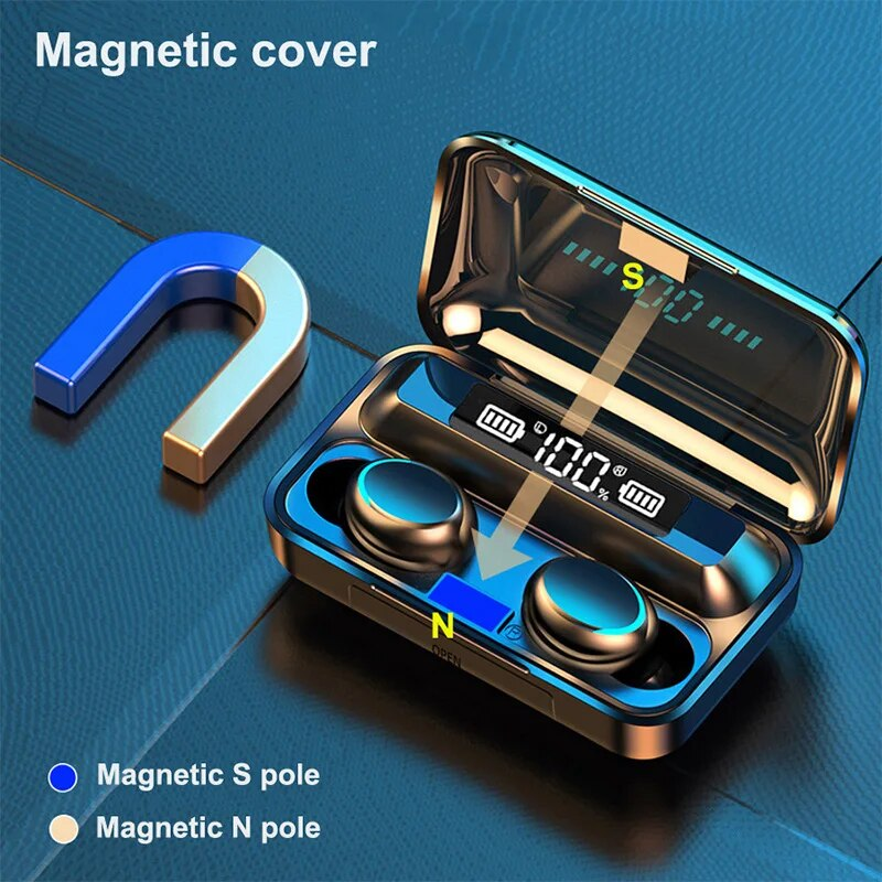 Auricolare TWS wireless Bluetooth, auricolare sportivo stereo 9D impermeabile con microfono, nuovo aggiornamento F9, 2022_voghion.com