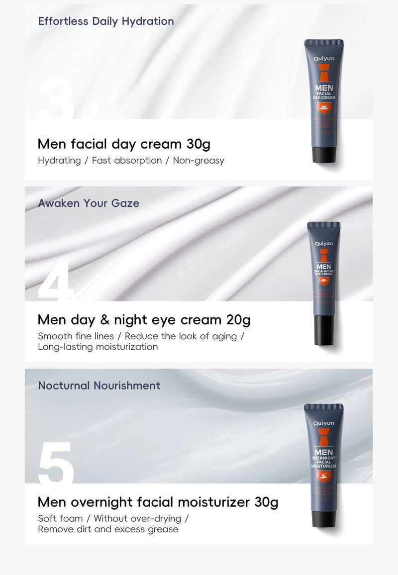 Coffret de soins pour la peau pour hommes QUIYUM, 5 pièces, hydratant, nettoyant, soin du visage, spot_voghion.com