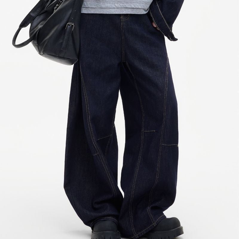 Herrenbekleidung: Set aus amerikanischer Retro-Jeansjacke und Bootcut-Jeans für Männer und Frauen – Oversized-Streetwear-Mode-Outfit für Frühling und Herbst_voghion.com