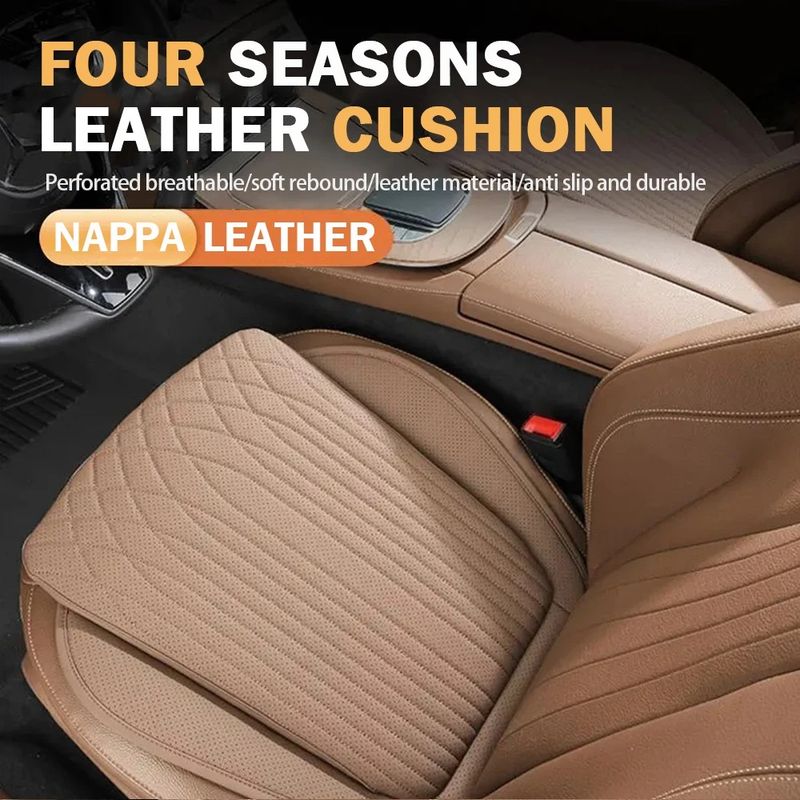 New Breathable Nappa Leather Non-slip Car Sponge High Rebound Pad Cushion Four Seasons Universal Auto Seat_voghion.com
