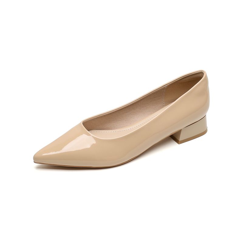 Pointed Single Shoes Women's Light Mouth Thick Heel High Heels One Pedal Black Commuter Work Shoes_voghion.com