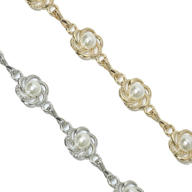 New metal with ethnic style pearl inlaid body chain, belly dance waist chain_voghion.com