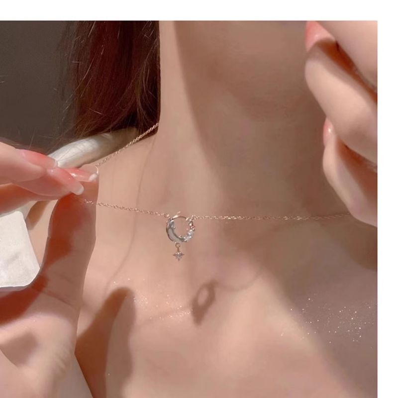 Inlaid Diamond Bow Necklace For Women, High-End Elegant Versatile Pendant Collarbone Chain, Light Luxury Niche Design_voghion.com