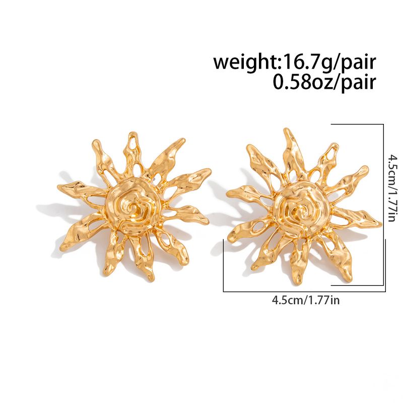 Orecchini pendenti con perle e girasole plissettati, linea di moda Ins, clip per orecchini a clip_voghion.com