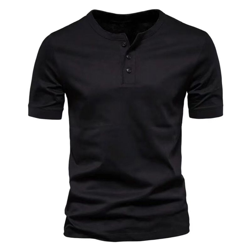 Maglietta casual slim fit a maniche corte con scollo rotondo Henry da uomo, taglie forti_voghion.com