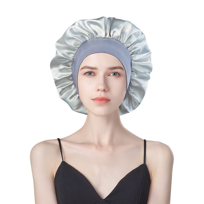 Berretto da notte classico europeo e americano per adulti, tinta unita, alla moda, con tesa larga, in raso, comodo da indossare per le donne_voghion.com