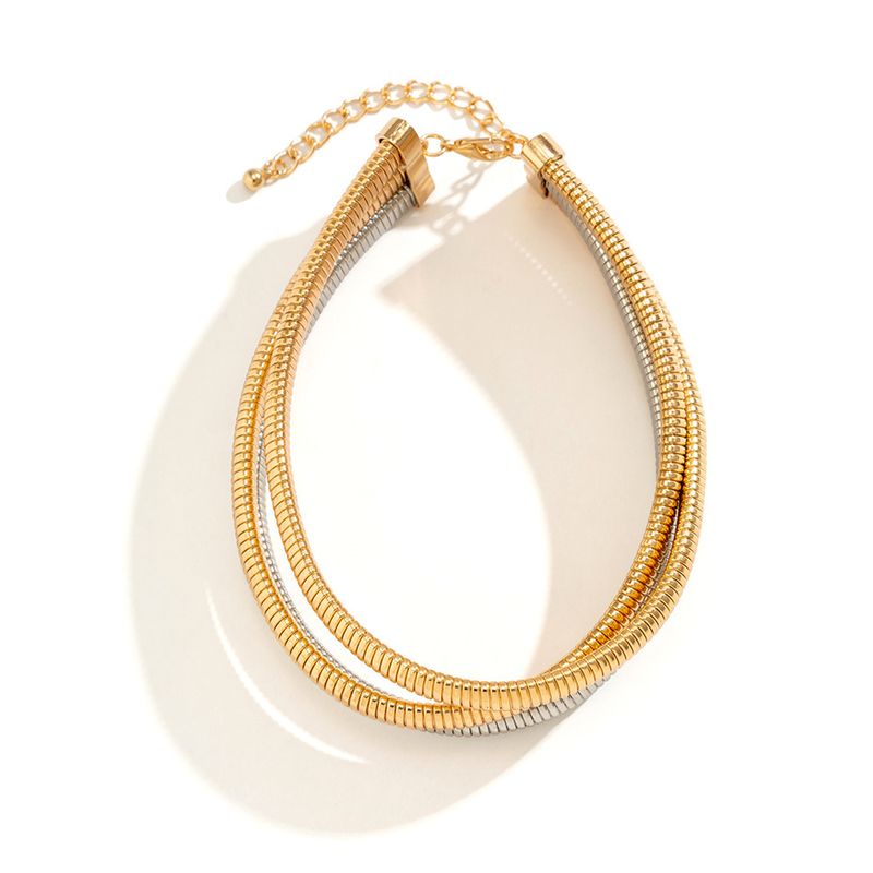 2025 New Arrivals Ingemark Exaggerated Chunky Heavy Metal Twisted Torques Choker Necklace for Women Spiral Big Chain Grunge Jewelry_voghion.com