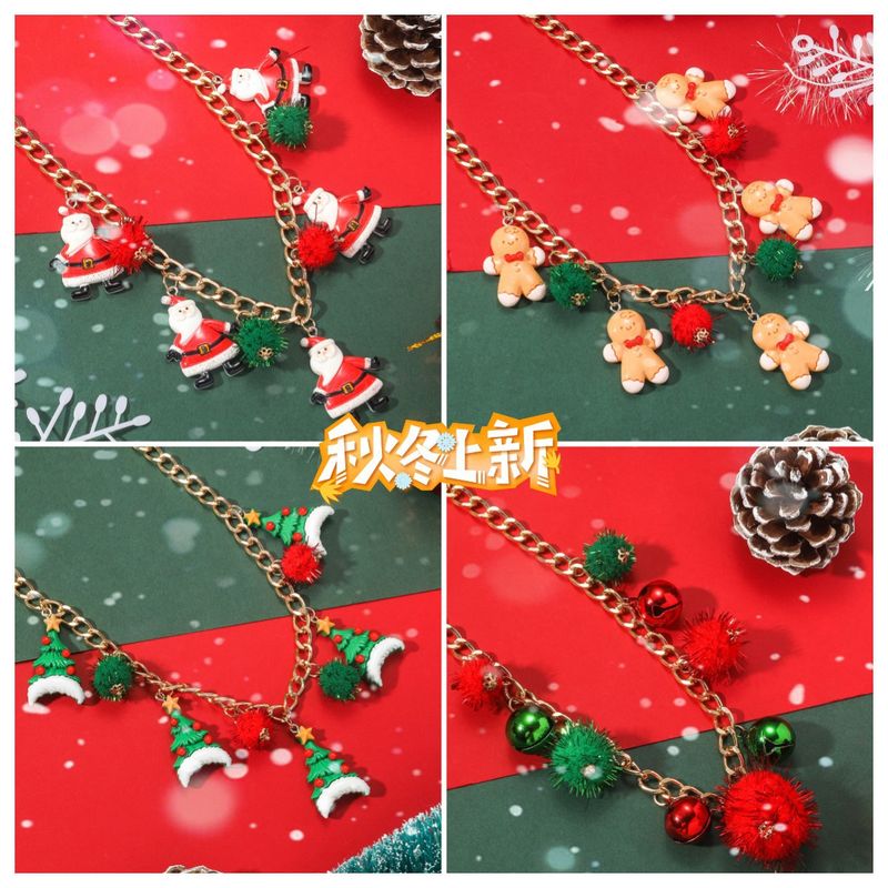 Collier mignon en forme de Père Noël, bonhomme en pain d'épices, arbre de Noël, cloche, bijoux pour femmes_voghion.com
