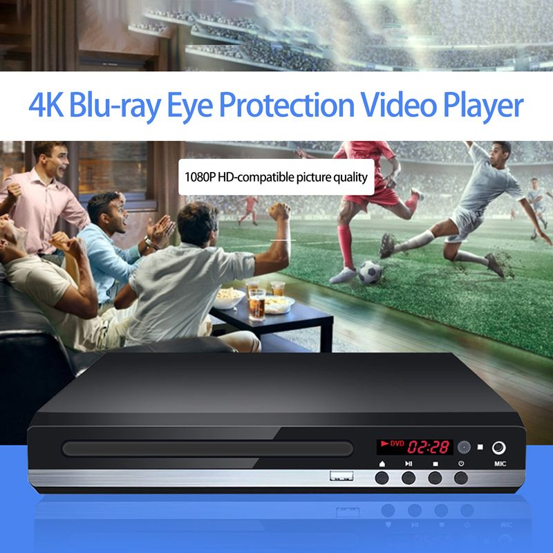 Hitech DVD HD-kompatibel 2.1 Stereo Lydeffekt AV Output Plug Play VCD CD Disc Medieafspiller Videotilbehør_voghion.com