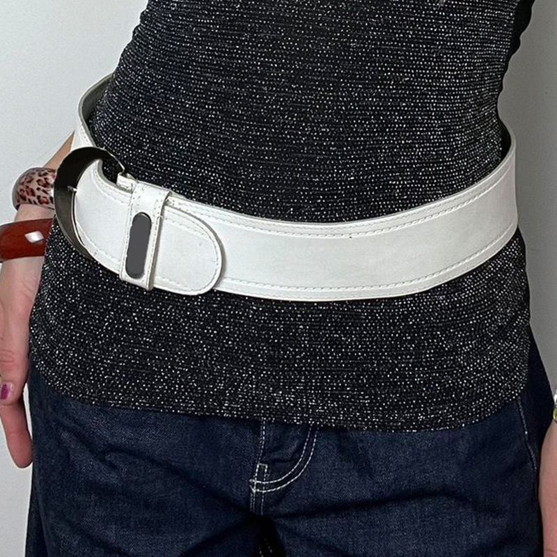 Street Punk Style Basic White Distressed für Frauen 2024 Ins Trend Vielseitiger dekorativer Gürtel_voghion.com