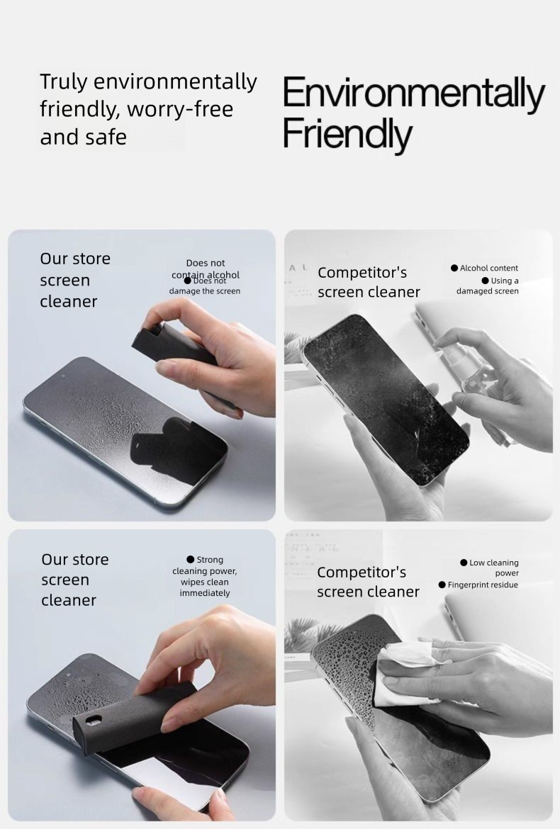 Mobile Phone Screen Cleaner Tablet Laptop Display Cleaning Cloth Wipe All-in-One Spray_voghion.com
