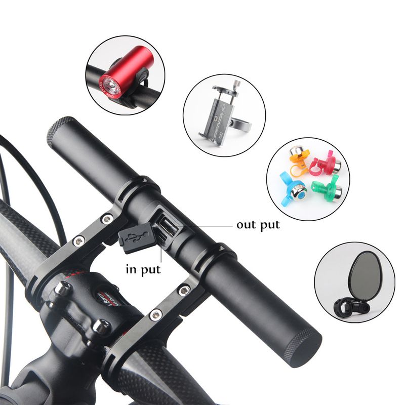 Bicycle Handlebar Extension Mount Light Flashlight Holder Clip Cycling Gear USB Power Bank_voghion.com