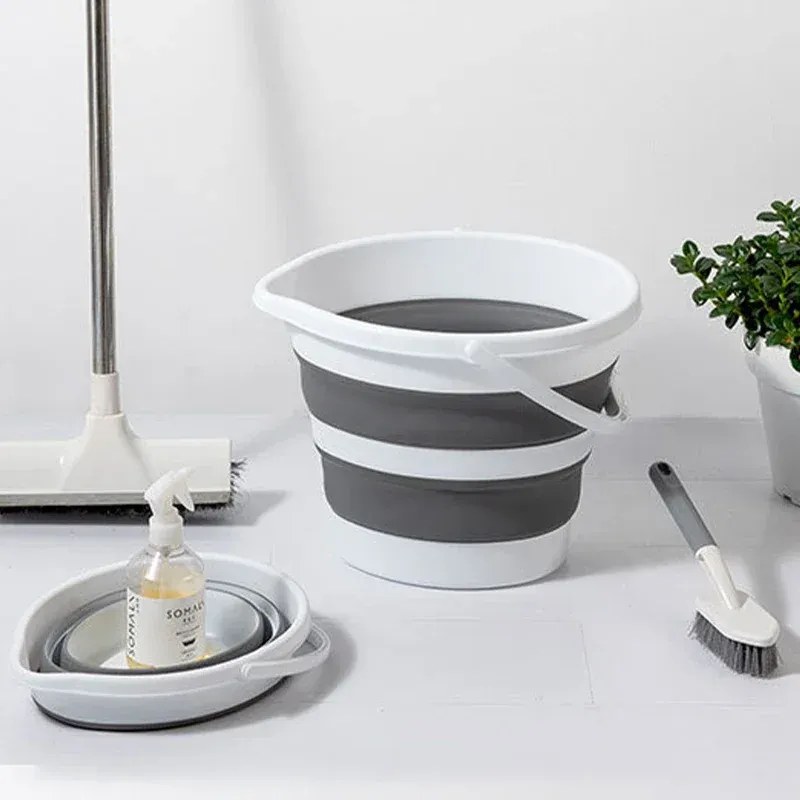 5/10/15L Portable Folding Bucket For Washing Outdoor Foldable Basin Silicone Water Bucket Camping Space Saving Car Wash Buckets_voghion.com