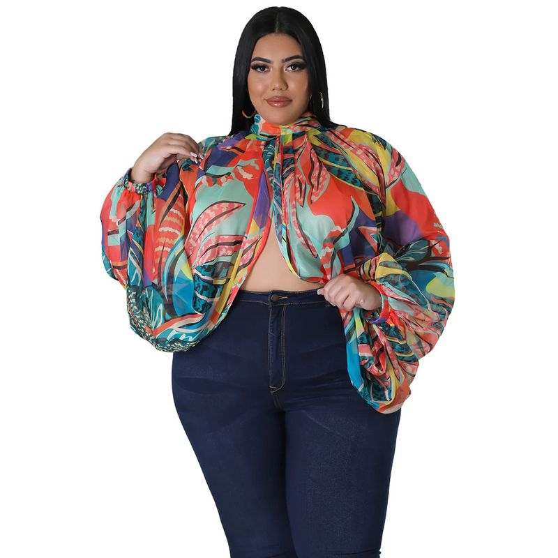 Damen-Oberteil in Übergröße, Übergröße, Damenbekleidung, Rundhalsausschnitt, offener Rücken, Chiffon-Schnüroberteil für Damen_voghion.com