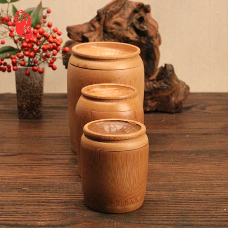 Portable Bamboo Tea Canister Travel Food Storage Candy Jar Container Box for Tea Coffee Beans Nuts Spices_voghion.com