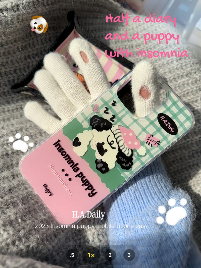 Unbeatable Quality Half Diary Original Insomnia Puppy Double Layer Craft Cute Pink Gingham South Korea Ins Young Adult Mobile Phone Shell_voghion.com