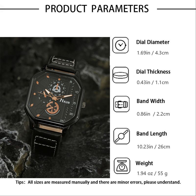 Unisex Accessories double layer square case belt casual sports personality bracelet set quartz watch_voghion.com