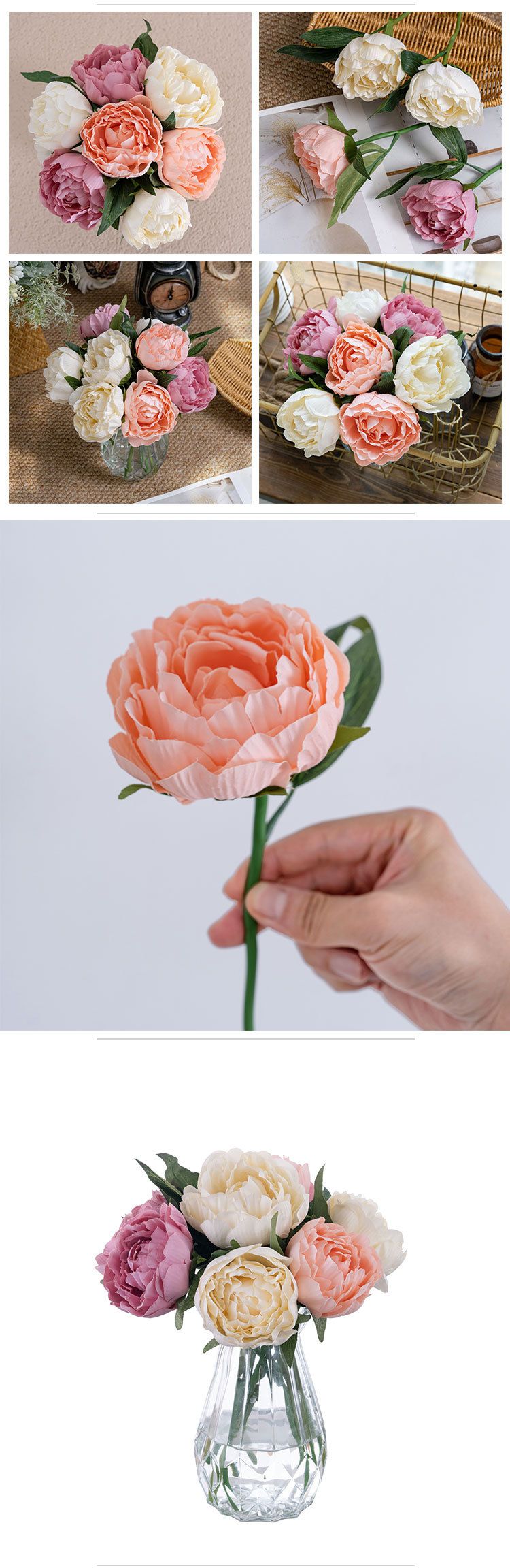 Artificial Flower Purple Smoked Single Branch Peony INS Style Artificial Flower Manufacturer Home Decoration_voghion.com