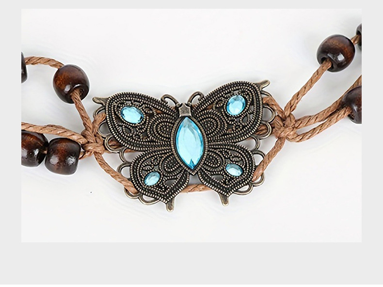 Damengürtel, böhmischer Gürtel, Damen-Taillenschmuck, Schmetterling, Strass, geknotet, ethnisch, handgefertigt, Holzperlen, lässig_voghion.com