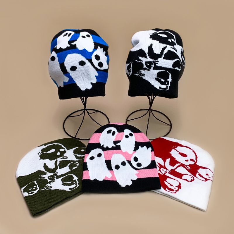 New Hip Hop Halloween Men's and Women's Jacquard Woolen Knitted Autumn/Winter Hat Trendy Alphabet Warmth_voghion.com