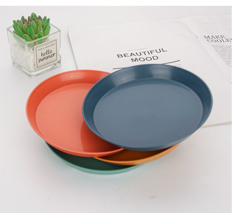 Piatti per snack in paglia di grano – Piatti rotondi ecologici da 15 cm per caffè, dessert e regali promozionali (set da 4, adatti al microonde)_voghion.com