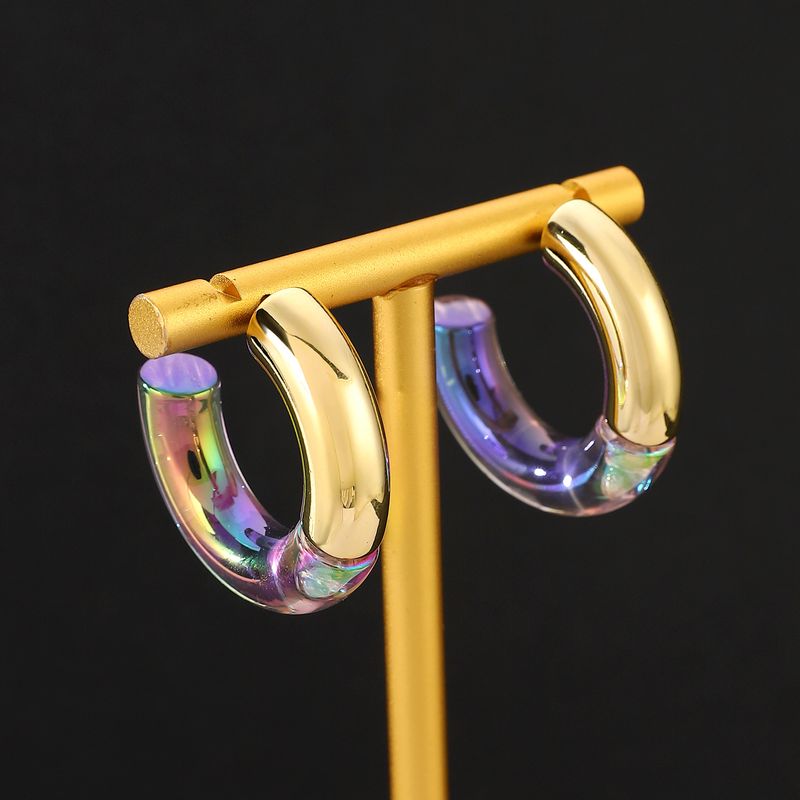 Niche High Transparent Double Color Acrylic Earrings Gradient Color Double C- shaped Earrings Women's Environmental_voghion.com
