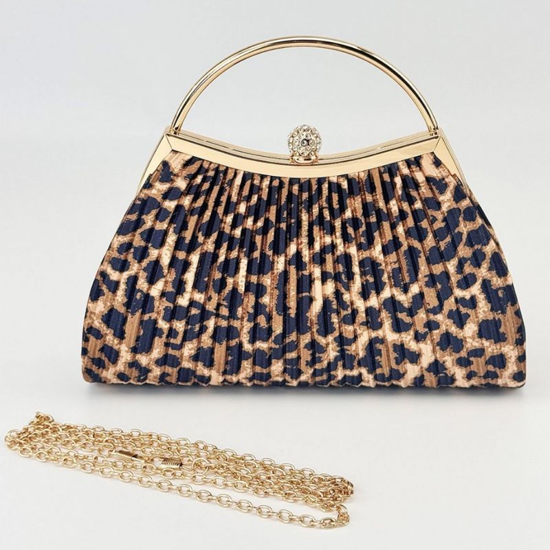 Borsa da sera coordinata per banchetto da sposa, damigella d'onore, con stampa leopardata dorata, borsa da principessa per feste_voghion.com