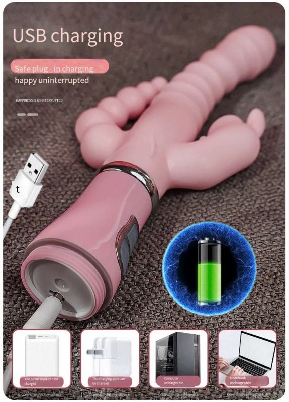 Vibromasseur lapin 3 en 1, gode, léchage de langue, jouets sexuels anaux_voghion.com