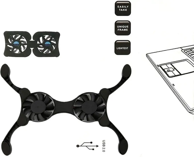 Stand Cooler Low Noise Portable Ultra Slim Gaming Cooling Pad Prevents Overheating For 7-15 Inch Laptop_voghion.com
