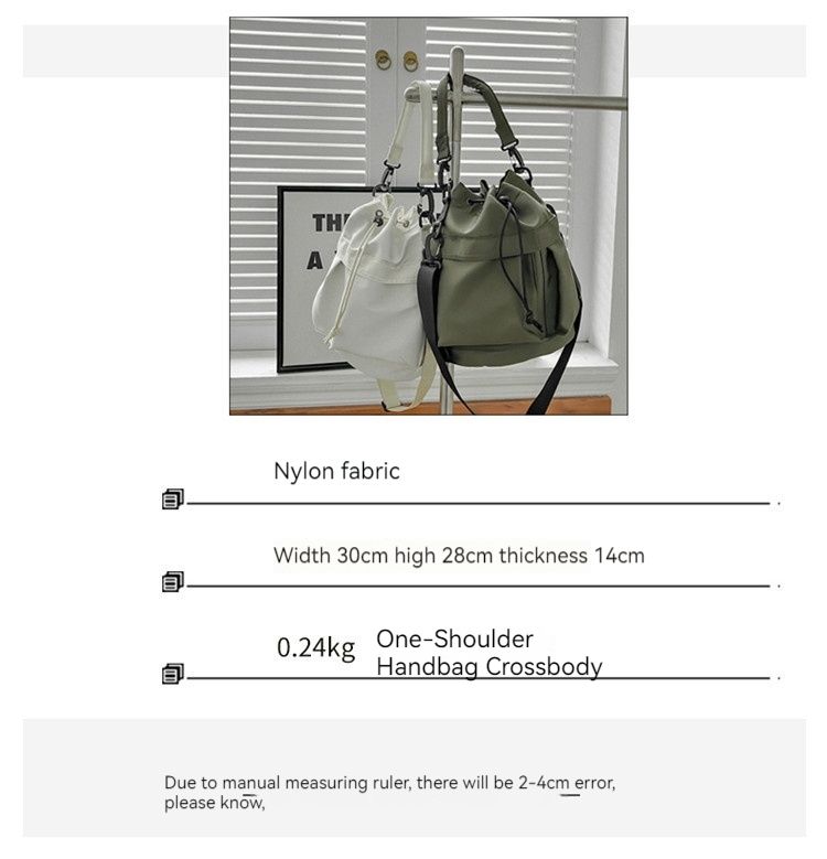Eenzel Schëller-Crossbody-Täsch, Casual Schnürpäck, Liichtgewiicht Handtasche mat grousser Kapazitéit, Nylon-Eemertasch fir Fraen_voghion.com