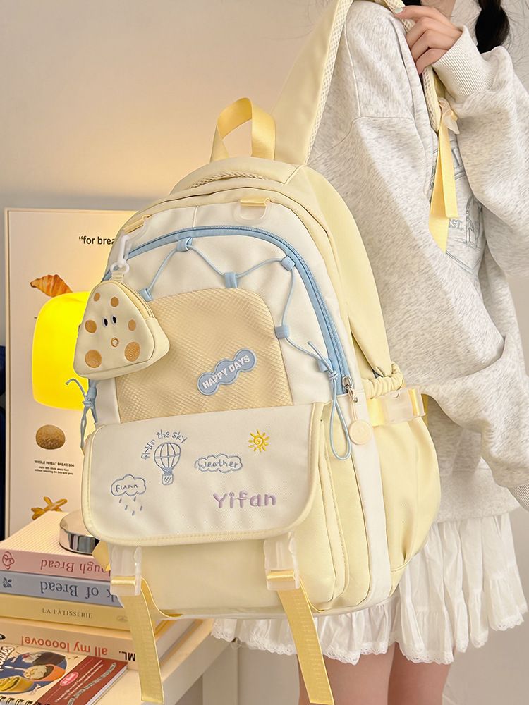 Dopamine Middle Girls Cute Elementary School Backpack Ins Niche Unique Large Capacity Double Shoulder Bag For Women_voghion.com