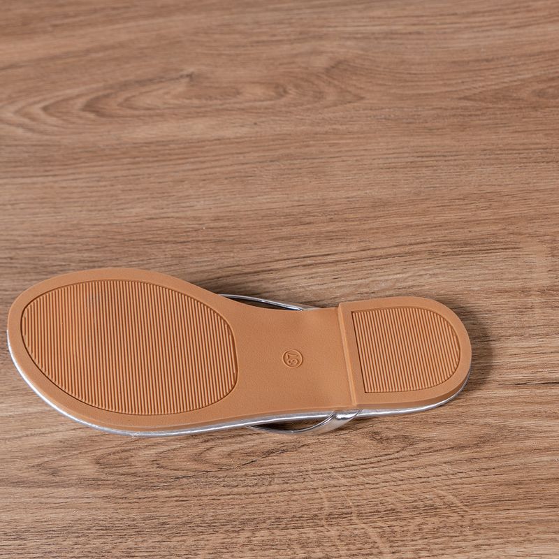 Große Größe Flache Damen Sandalen TEMU Einfarbig Mode Strand Flip Flops_voghion.com