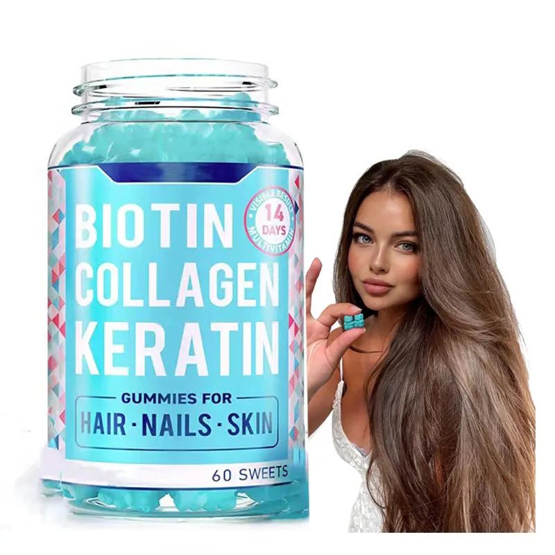 Kollagen- och keratinbiotingummi för hår, hud och naglar - kvinnor, män, barn_voghion.com