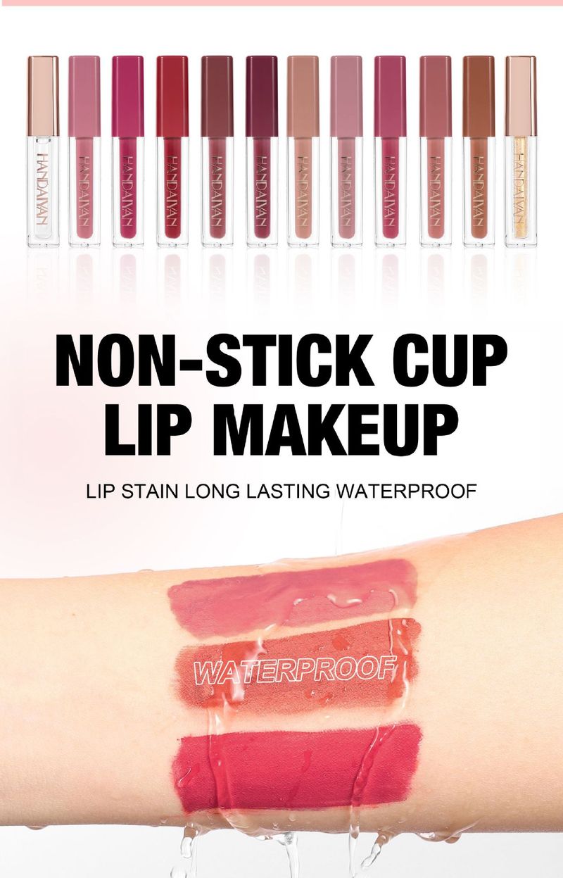 HANDAIYAN Square Tube Lip Gloss Set - Waterproof, Easy To Apply, Pearl & Matte, Long-Lasting_voghion.com