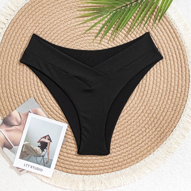 Costume da bagno da donna a vita alta, in tessuto morbido con motivo a croce a righe verticali, per spiaggia, vacanze, piscina e feste_voghion.com