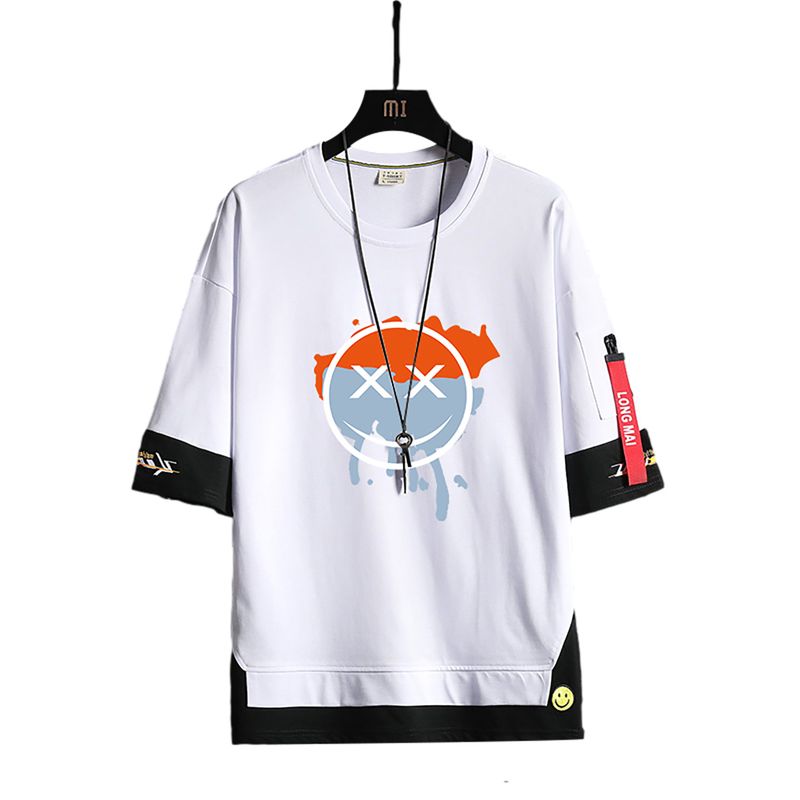 Maglietta casual da uomo, ampia, girocollo, a maniche corte, stampata, con maglietta di base_voghion.com