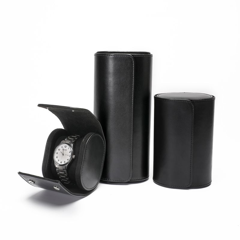 Portable Watch Box High Grade Leather Black Watch Storage Box Dustproof And Drop Proof Multifunctional Portable Watch Bag_voghion.com