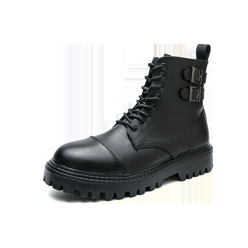 Herbst und Winter neue Martin kurze englische Stil Medium runde Zehe High Top Lederstiefel, Herrenschuhe_voghion.com