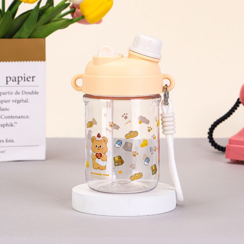 Sommer Neue Kunststoff Niedlich Doppel Trinken Cartoon Bär Stroh Für Männer Und Frauen Studenten Zu Hause Tragbare Strap Wasser Tasse_voghion.com