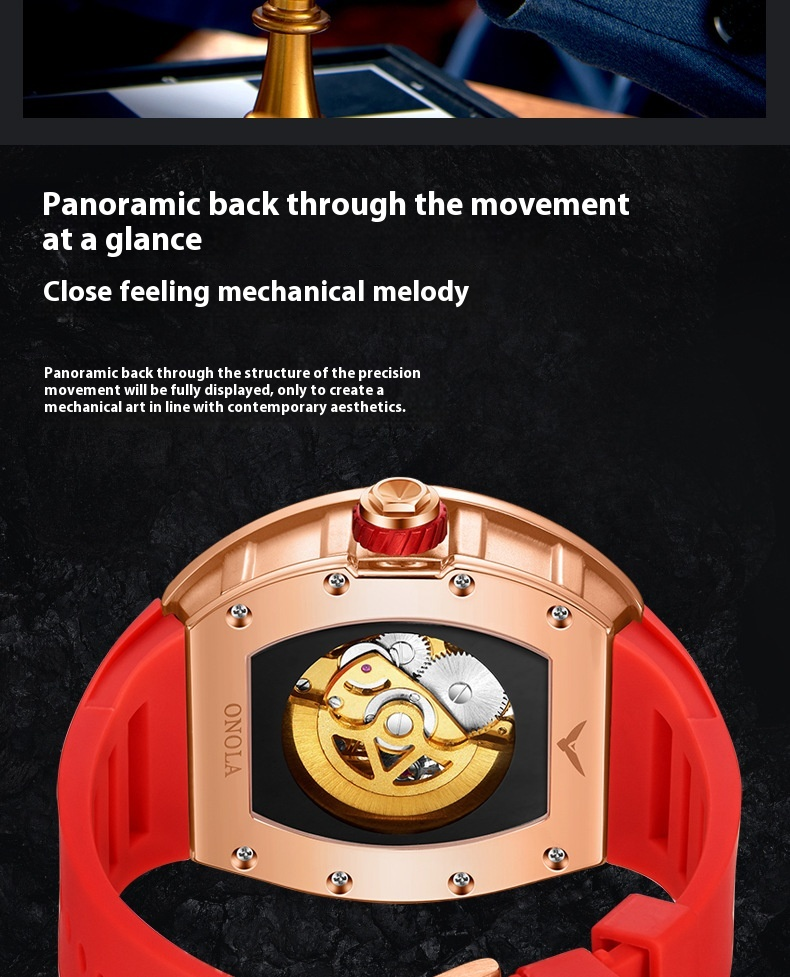 Fashion Diamond New Aurona/ONOLA Live Full Automatic Mechanical Watch Men's Silicone Tape Waterproof_voghion.com