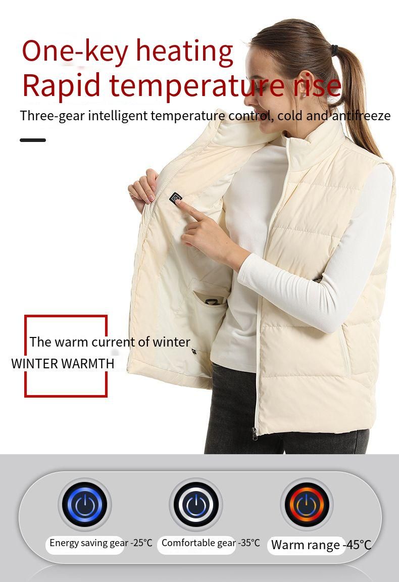 Nowa, podgrzewana kamizelka grzewcza USB Outdoor Warm Down Smart Electric Heating z kołnierzem_voghion.com