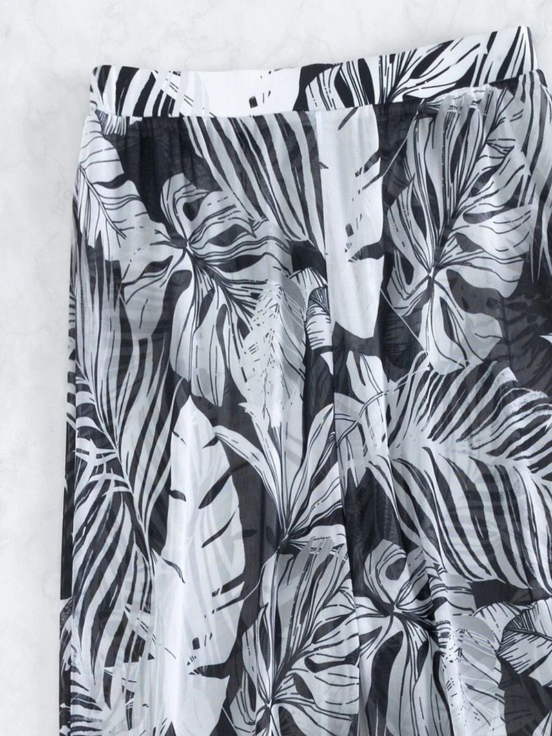 Badpakset met bloemenprint en open rug voor dames - 3-delige bikinitop en zwembroek met hoge taille - snel drogende polyester badkleding voor strand- en zwembadvakanties_voghion.com