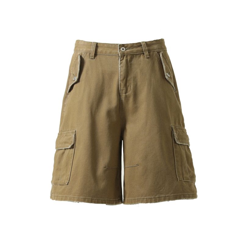 Herrenbekleidung Sommer Neue Arbeitskleidung mit weitem Bein Lässige Shorts Herren Lose Kurzhose Gerade Lange Hose_voghion.com