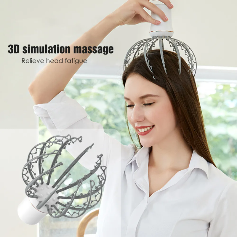 Huvudmassager Elektrisk huvudmassager för huvud Terapeutisk smärtlindring 3D-stimulering Vibration Akupunkt Relax Claw Scalp_voghion.com