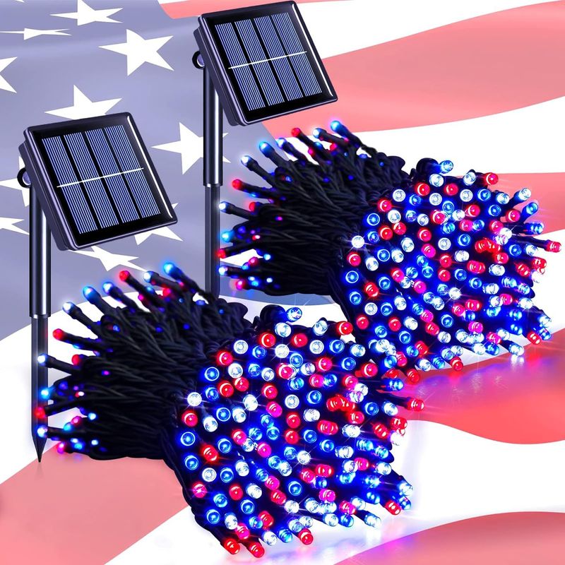 Christmas lighting Solar light string Independence Day star light string American flag light garden decoration light colorful light full of stars_voghion.com