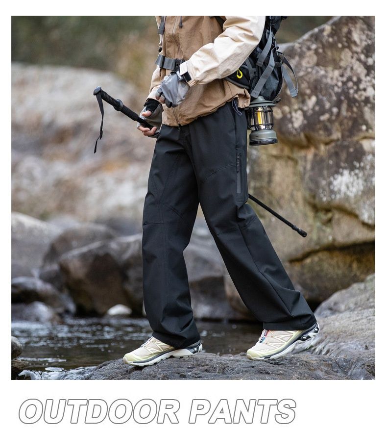001 Outdoor Hiking Trekking Men Spring Autumn New Waterproof Cargo Elastic Waist Zipper Casual Long Pants_voghion.com