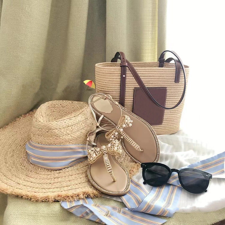 Borsa in paglia fatta a mano naturale con manico in pelle Borsa intrecciata in rattan da spiaggia a spalla singola in rafite alla moda_voghion.com