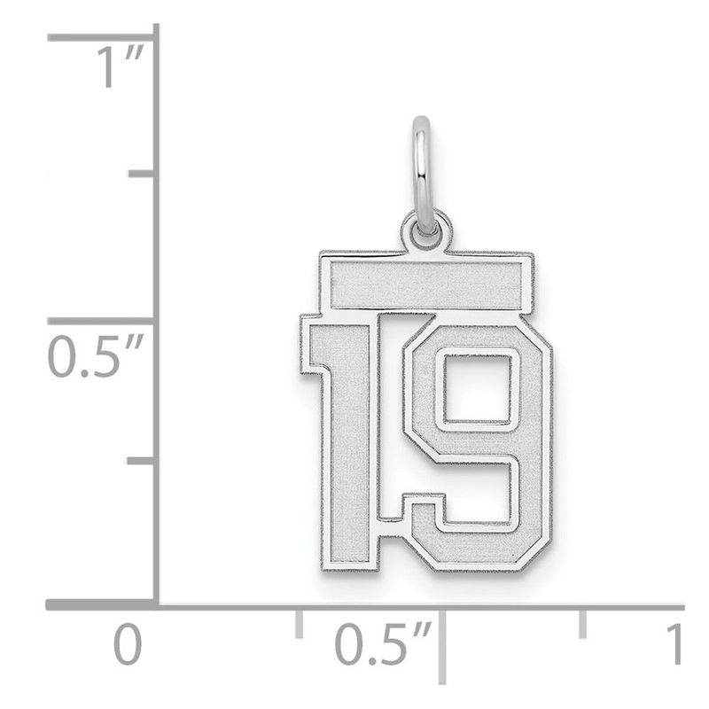 Sterling Silver/Rhodium-plated Satin Number 19 Charm_voghion.com